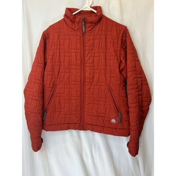 Nike ACG Women's Orange Quilt Jacket ZipOff Arms Full Zip Thermal Outer Layer XL - Picture 2 of 5
